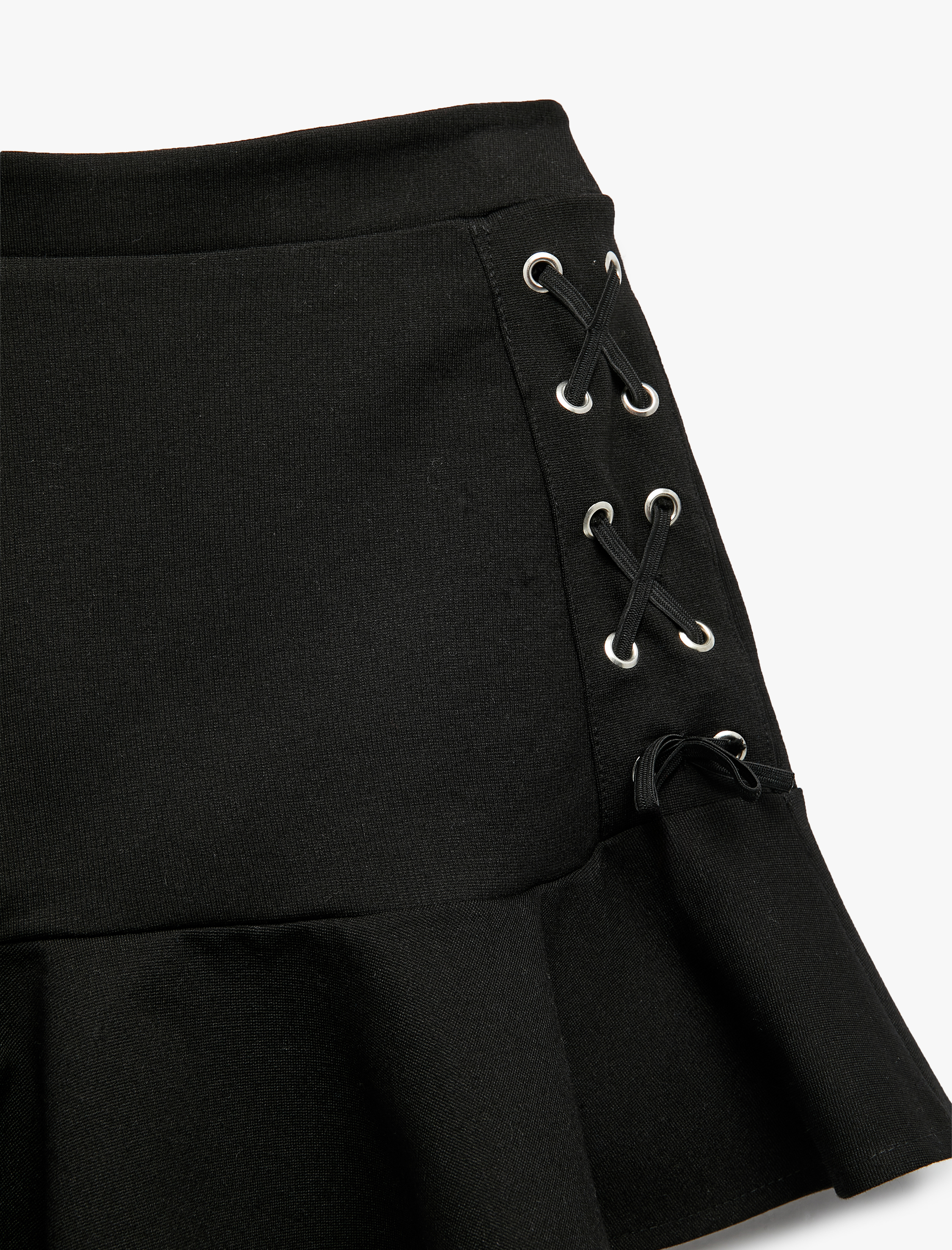  Kız Çocuk Bağlama Detaylı Viskon Karışımlı Volanlı Etek