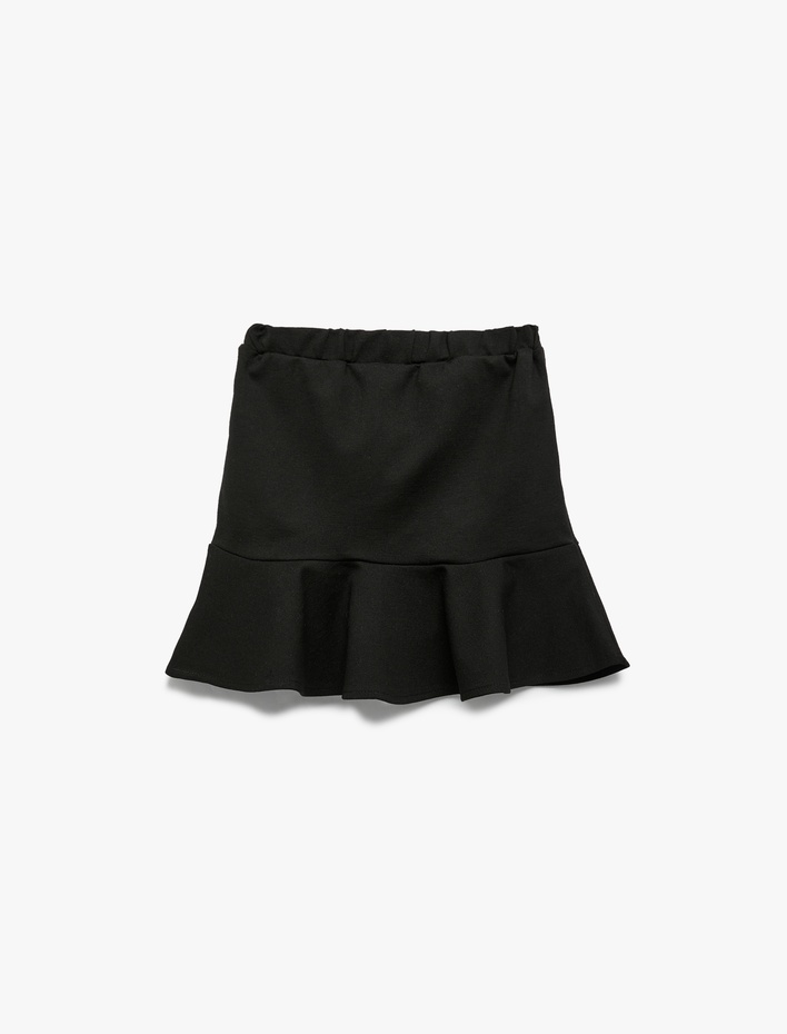 Kız Çocuk Bağlama Detaylı Viskon Karışımlı Volanlı Etek