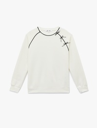 Uzun Kollu Fiyonklu Bisiklet Yaka Oversize Sweatshirt