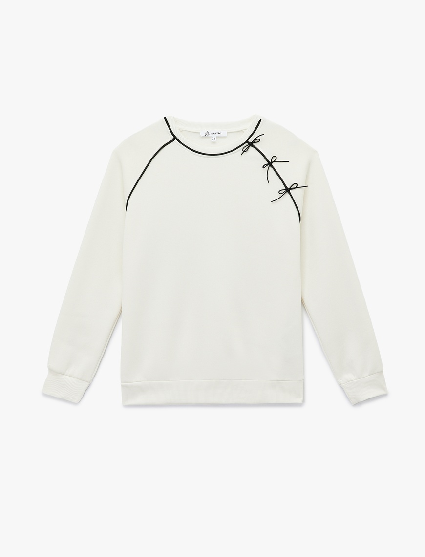   Uzun Kollu Fiyonklu Bisiklet Yaka Oversize Sweatshirt