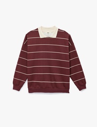 Uzun Kollu Polo Yaka Oversize Sweatshirt