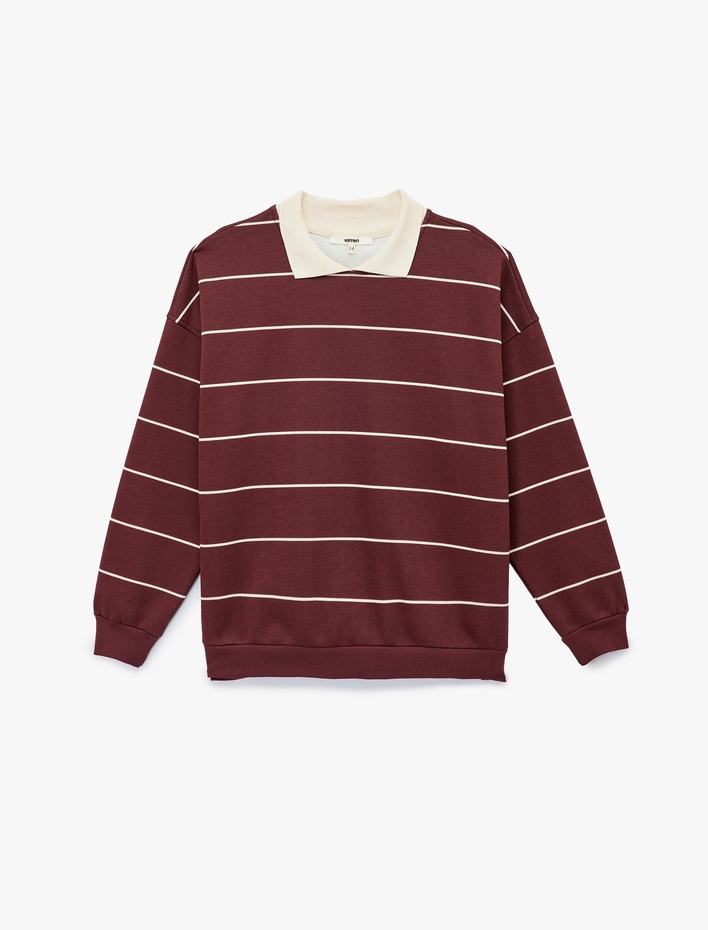 Uzun Kollu Polo Yaka Oversize Sweatshirt