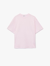 Kısa Kollu Bisiklet Yaka Pamuklu Basic Oversize Tişört