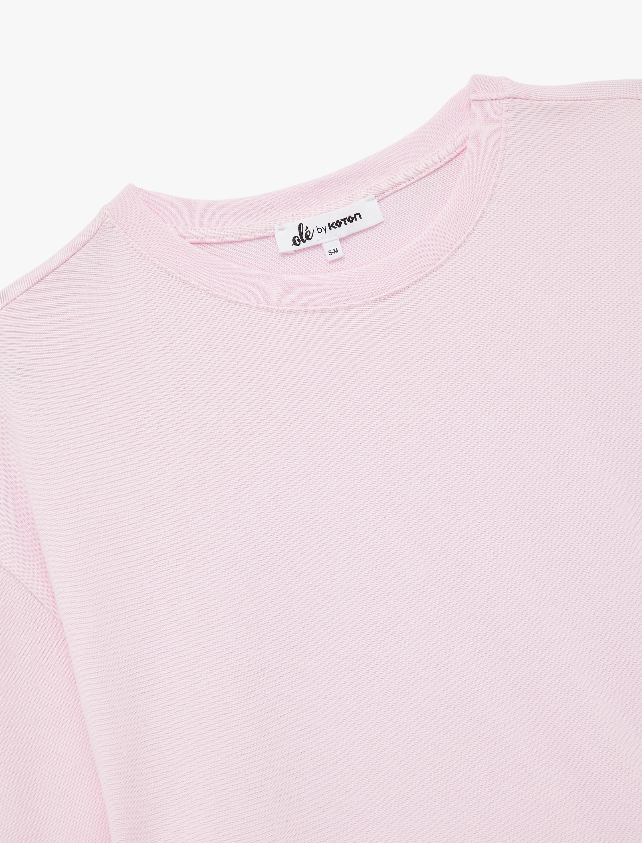   Kısa Kollu Bisiklet Yaka Pamuklu Basic Oversize Tişört