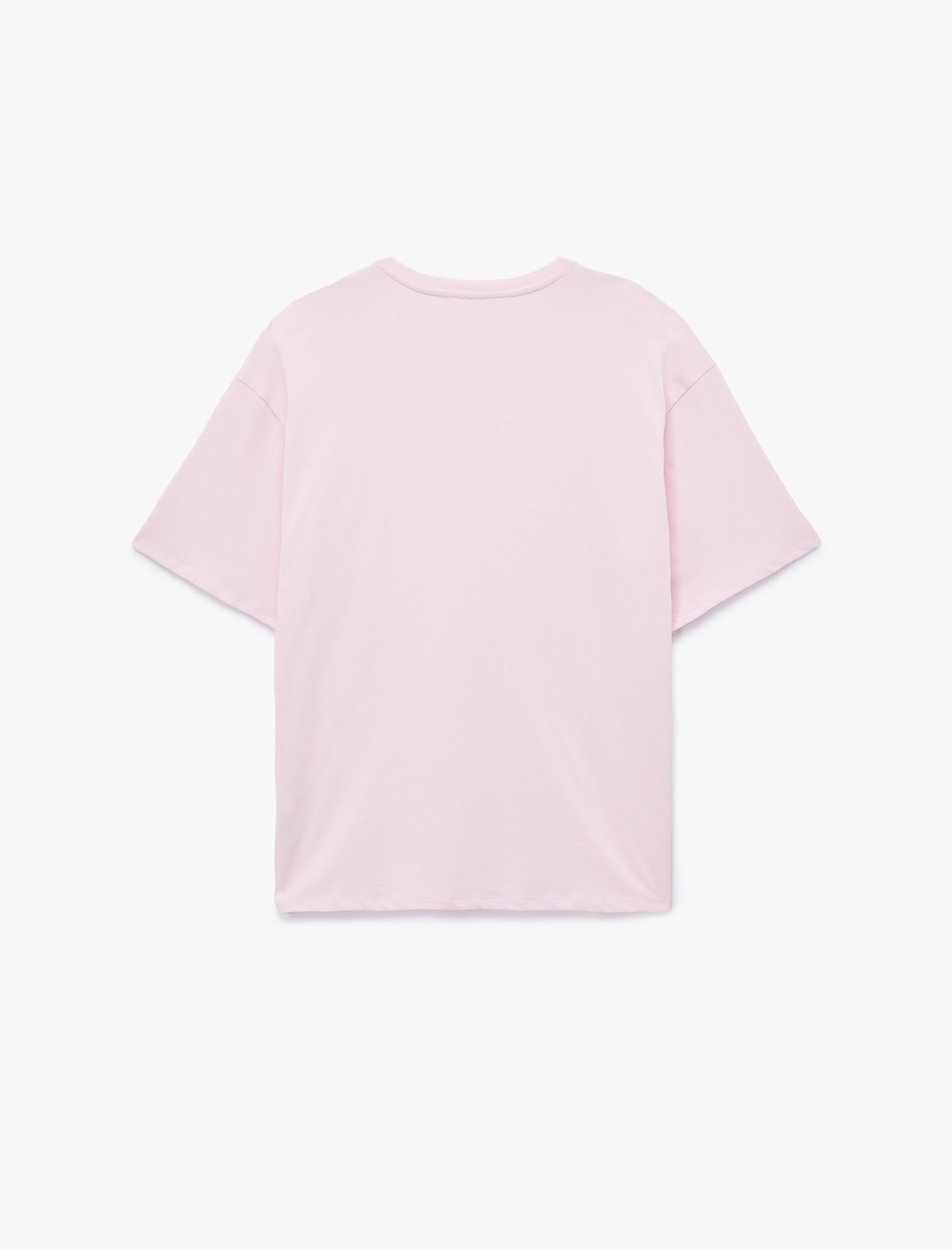   Kısa Kollu Bisiklet Yaka Pamuklu Basic Oversize Tişört