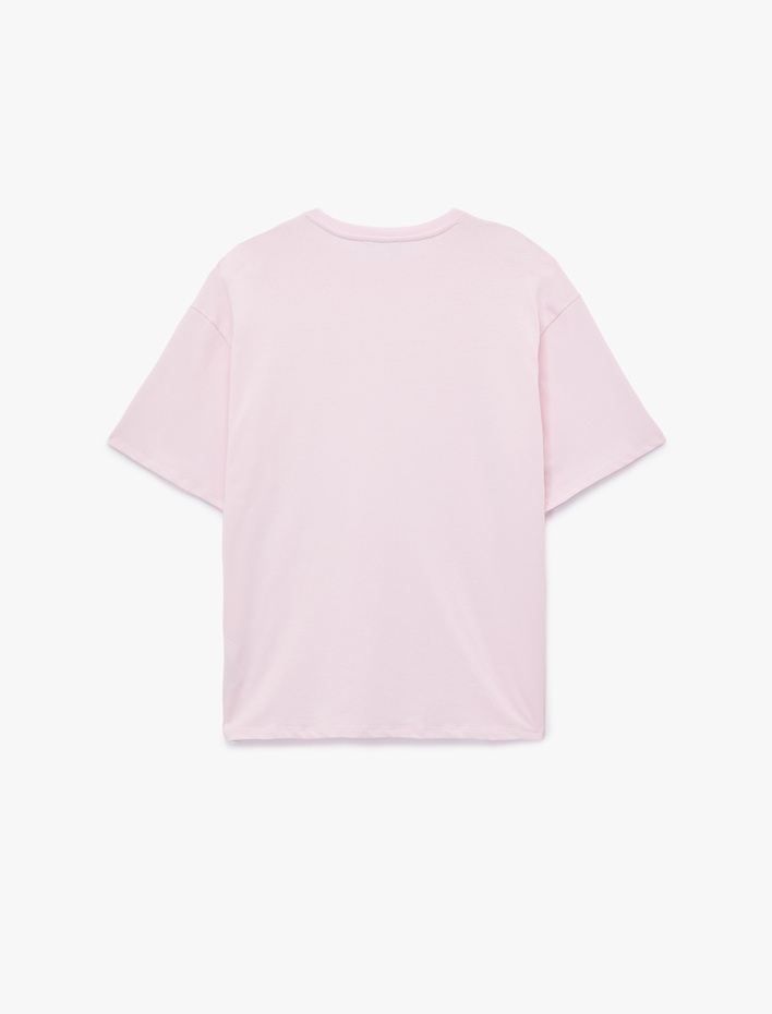  Kısa Kollu Bisiklet Yaka Pamuklu Basic Oversize Tişört