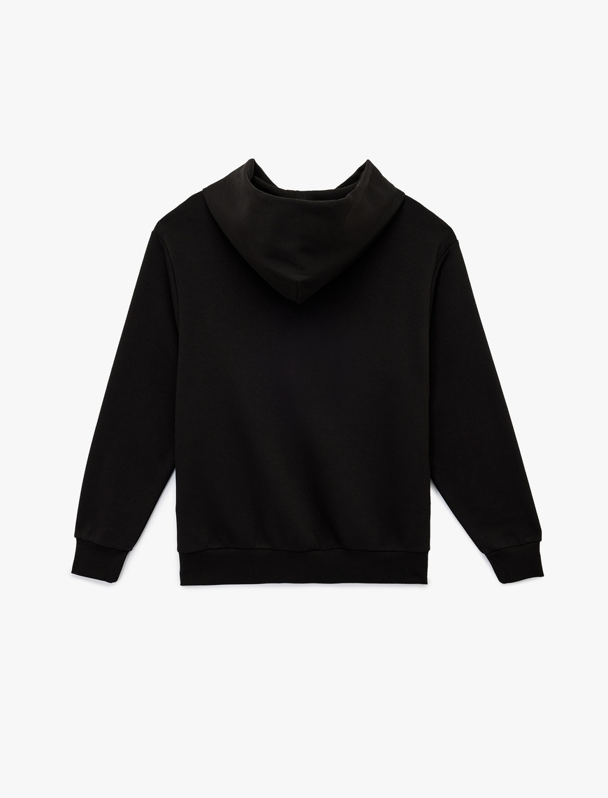   Üç İplik Uzun Kollu Kapüşonlu Basic Sweatshirt