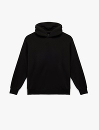 Üç İplik Uzun Kollu Kapüşonlu Basic Sweatshirt