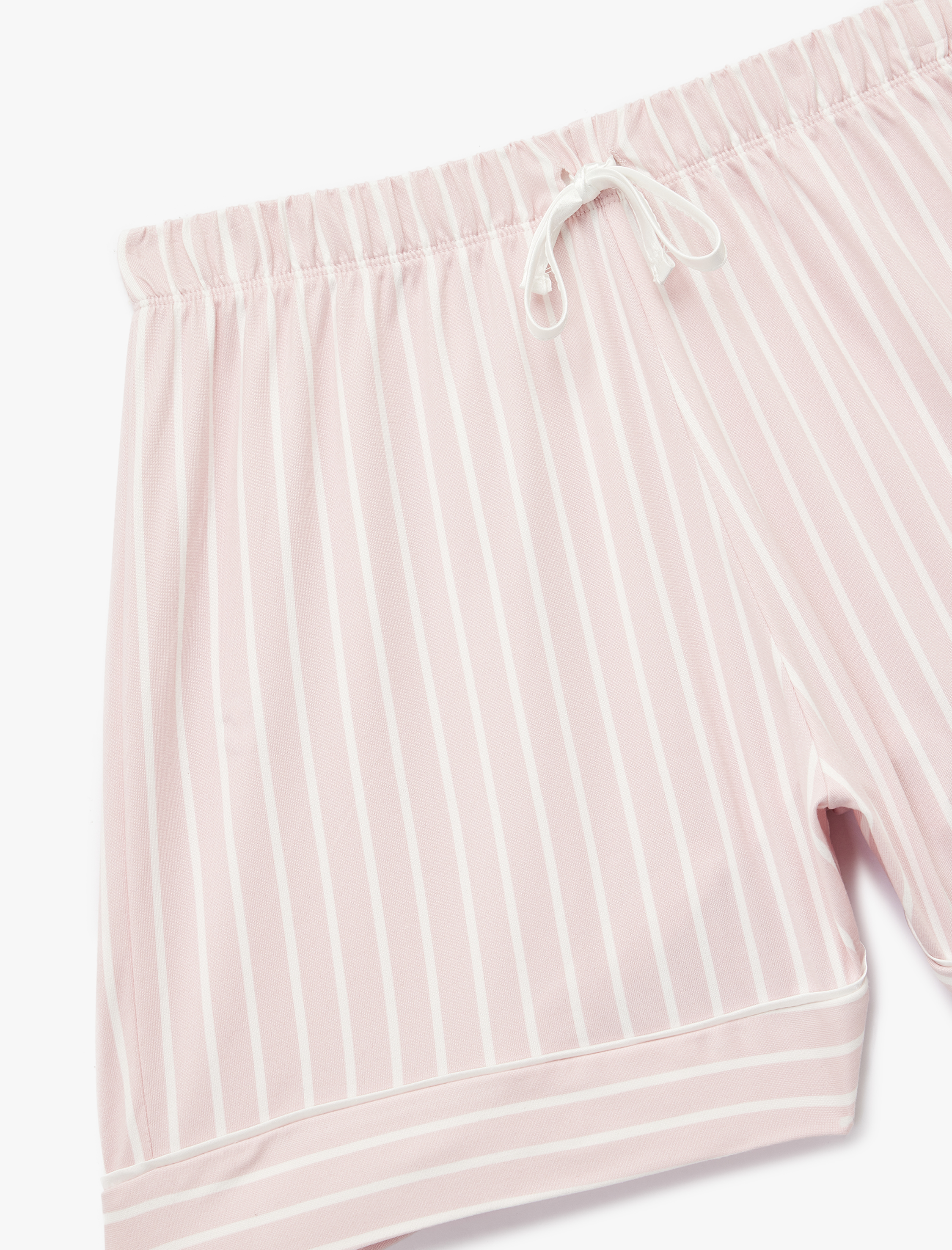 Beli Bağcıklı Çizgili Rahat Kalıp Şort Pijama Altı