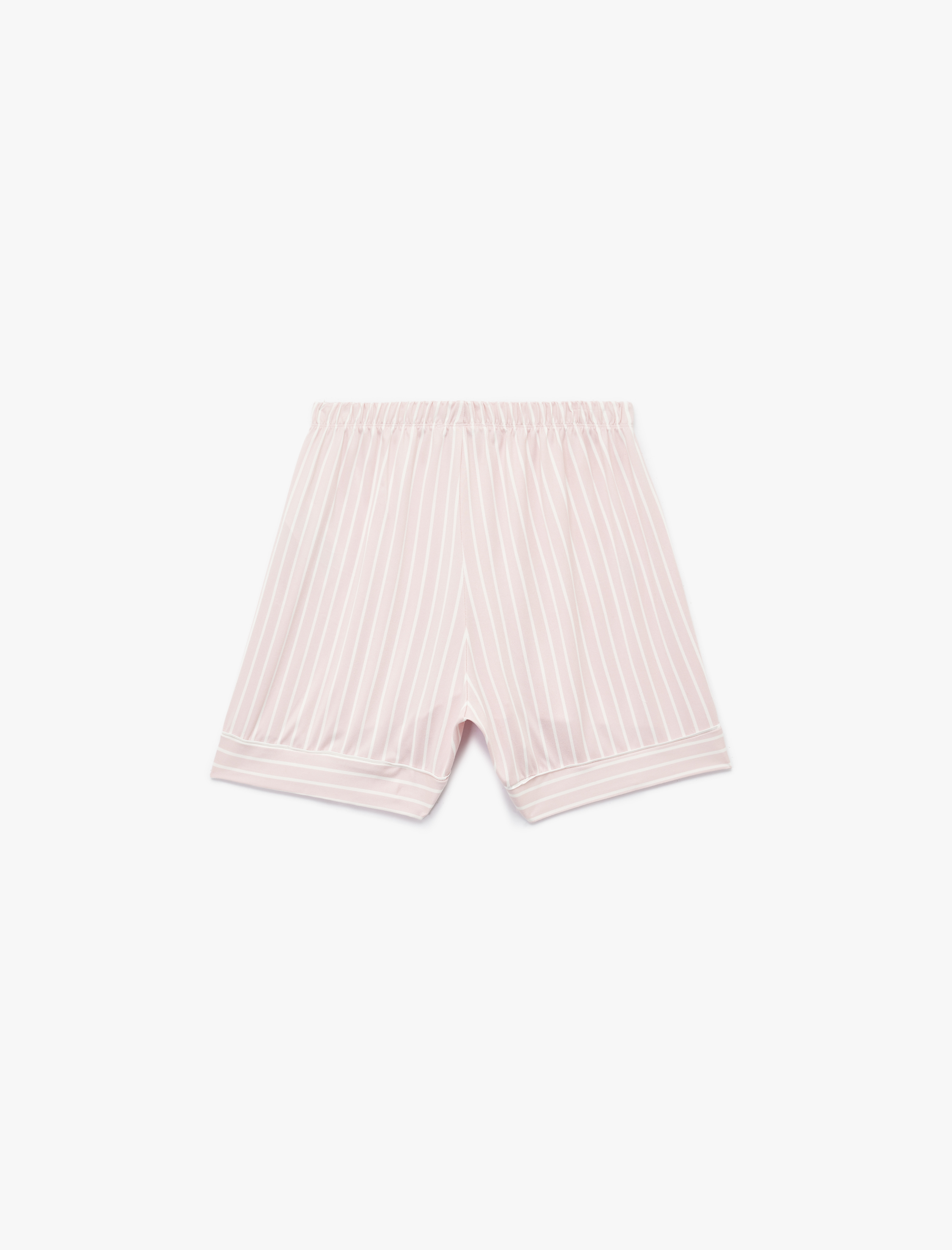 Beli Bağcıklı Çizgili Rahat Kalıp Şort Pijama Altı