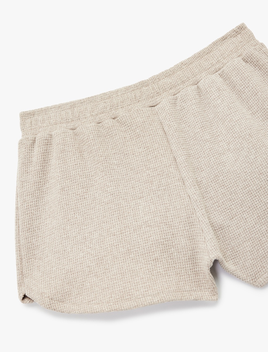   Dokulu Waffle Kumaş Mini Şort Pijama Altı