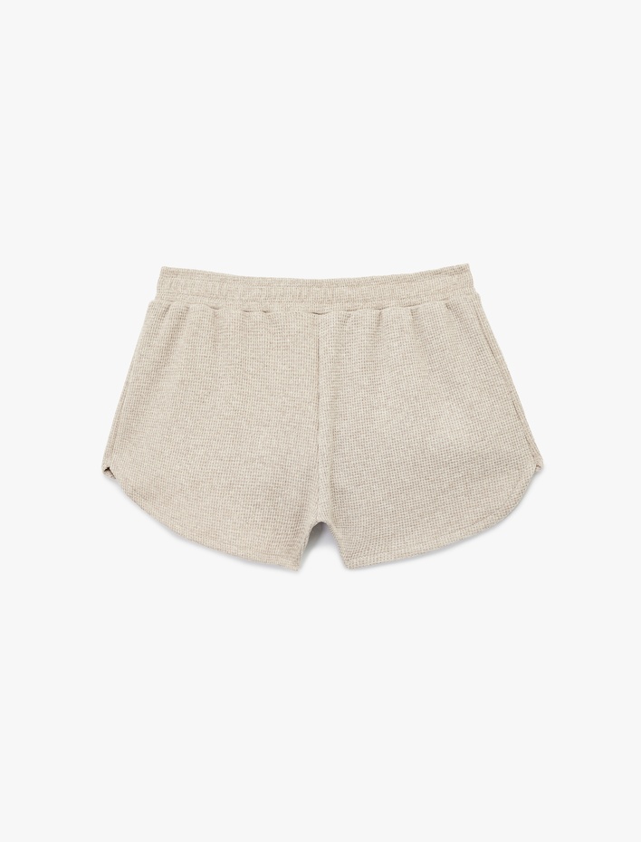  Dokulu Waffle Kumaş Mini Şort Pijama Altı