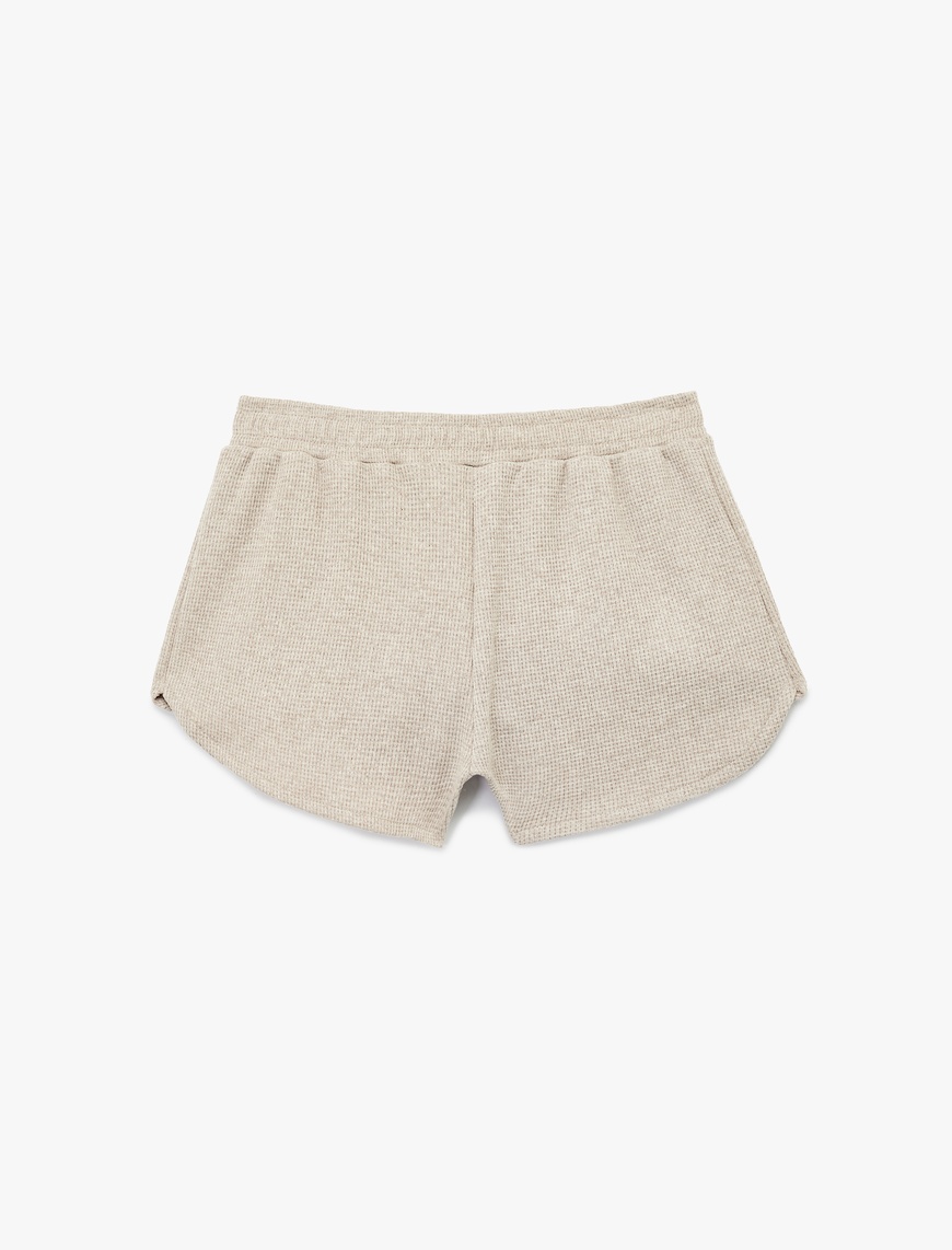   Dokulu Waffle Kumaş Mini Şort Pijama Altı