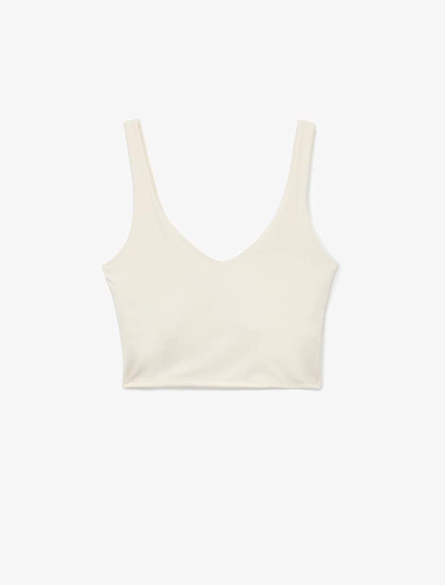   V Yaka Slim Fit Kaplı Sporcu Sütyeni