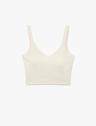 V Yaka Slim Fit Kaplı Sporcu Sütyeni