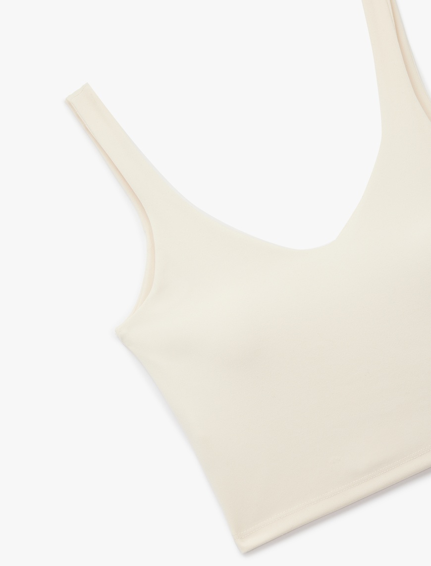   V Yaka Slim Fit Kaplı Sporcu Sütyeni