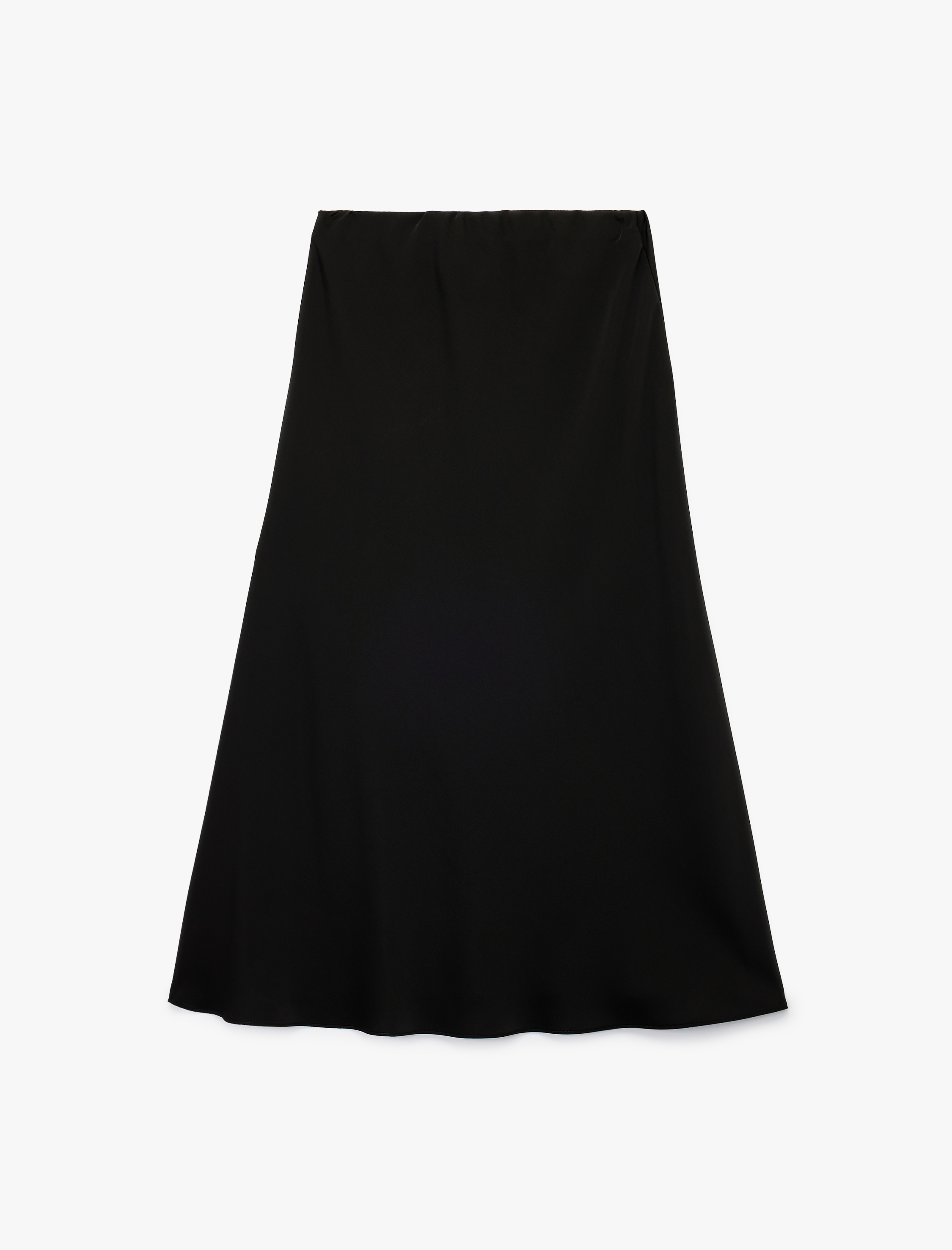   Midi Boy Çan Kesim Saten Kloş Etek