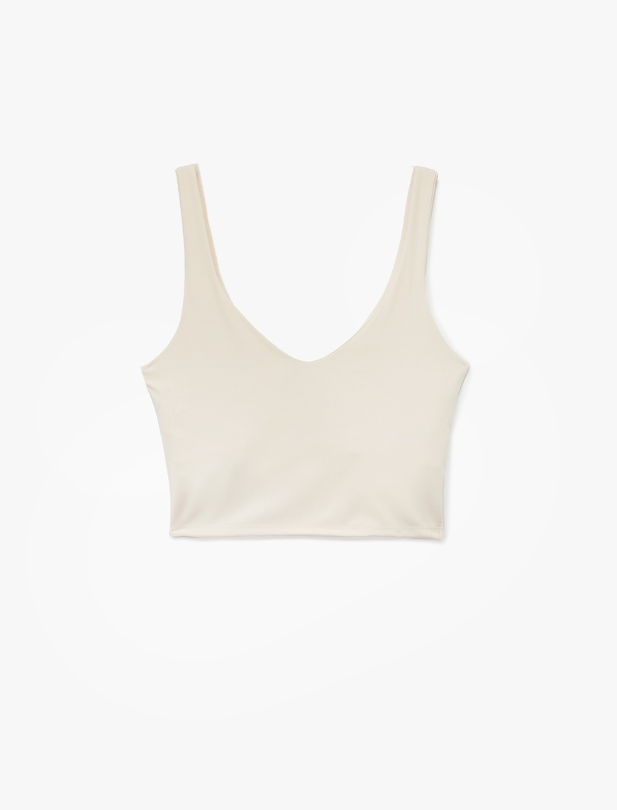   V Yaka Slim Fit Kaplı Sporcu Sütyeni