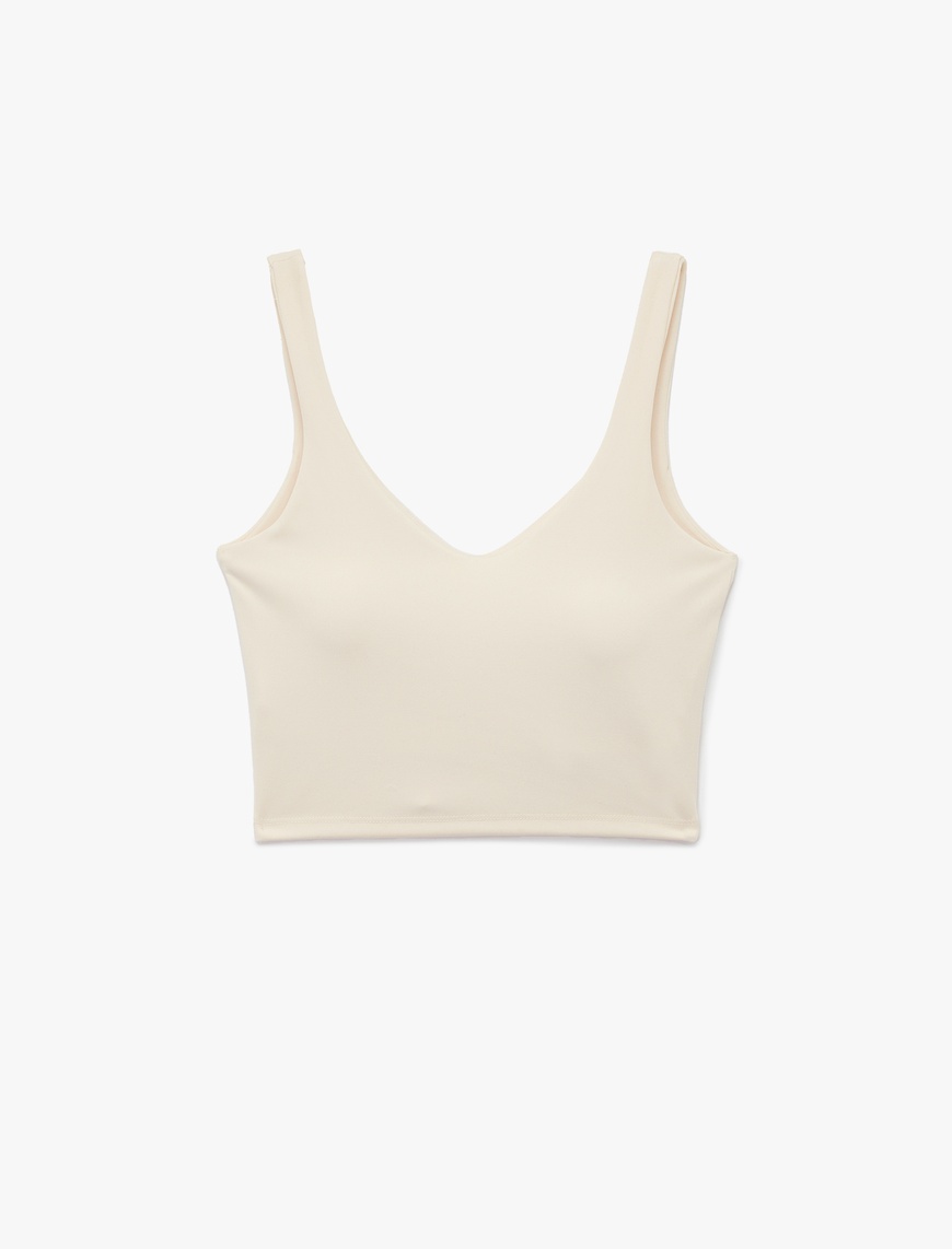   V Yaka Slim Fit Kaplı Sporcu Sütyeni