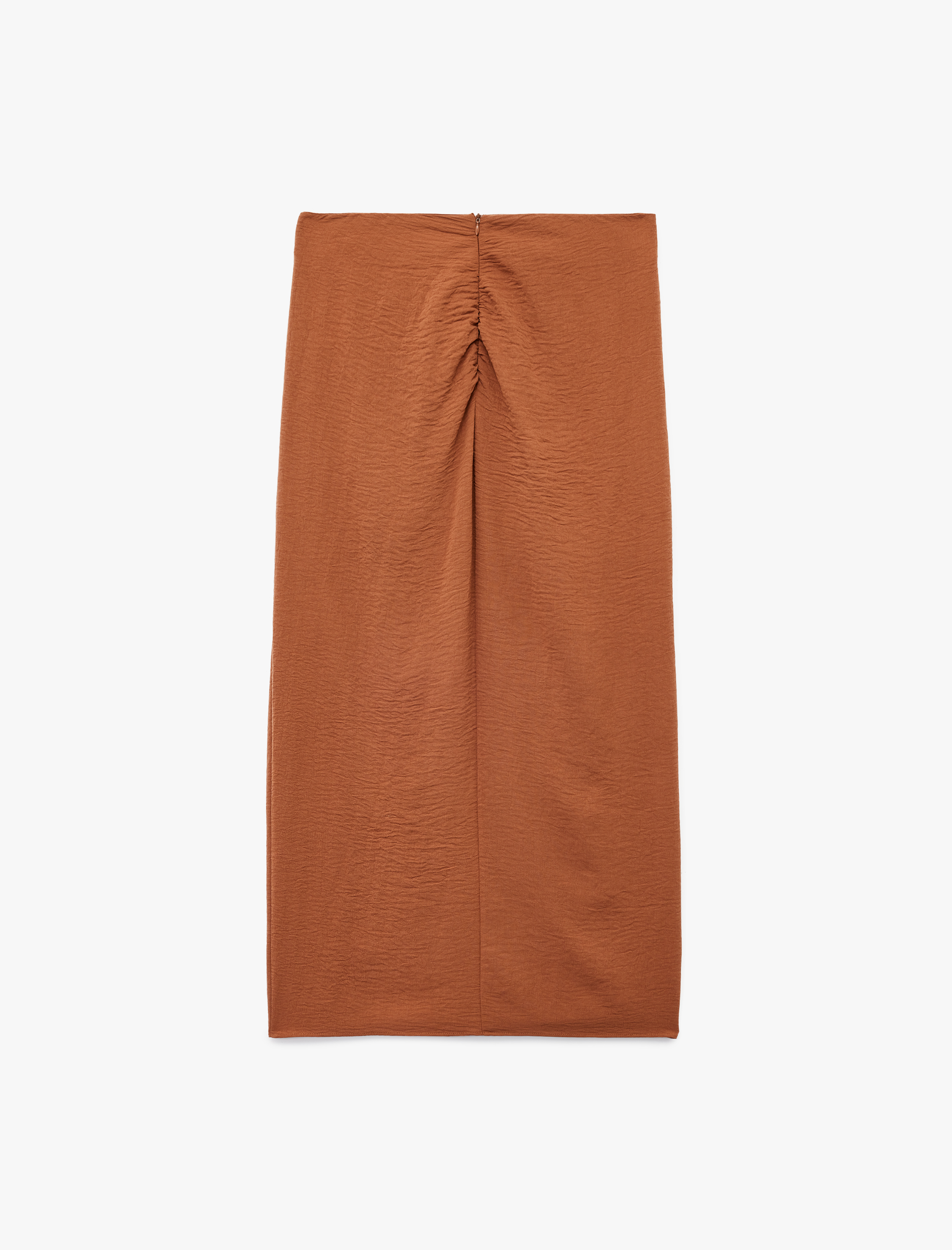   Aerobin Kumaş Drape Detaylı Taşlı Yırtmaçlı Midi Etek