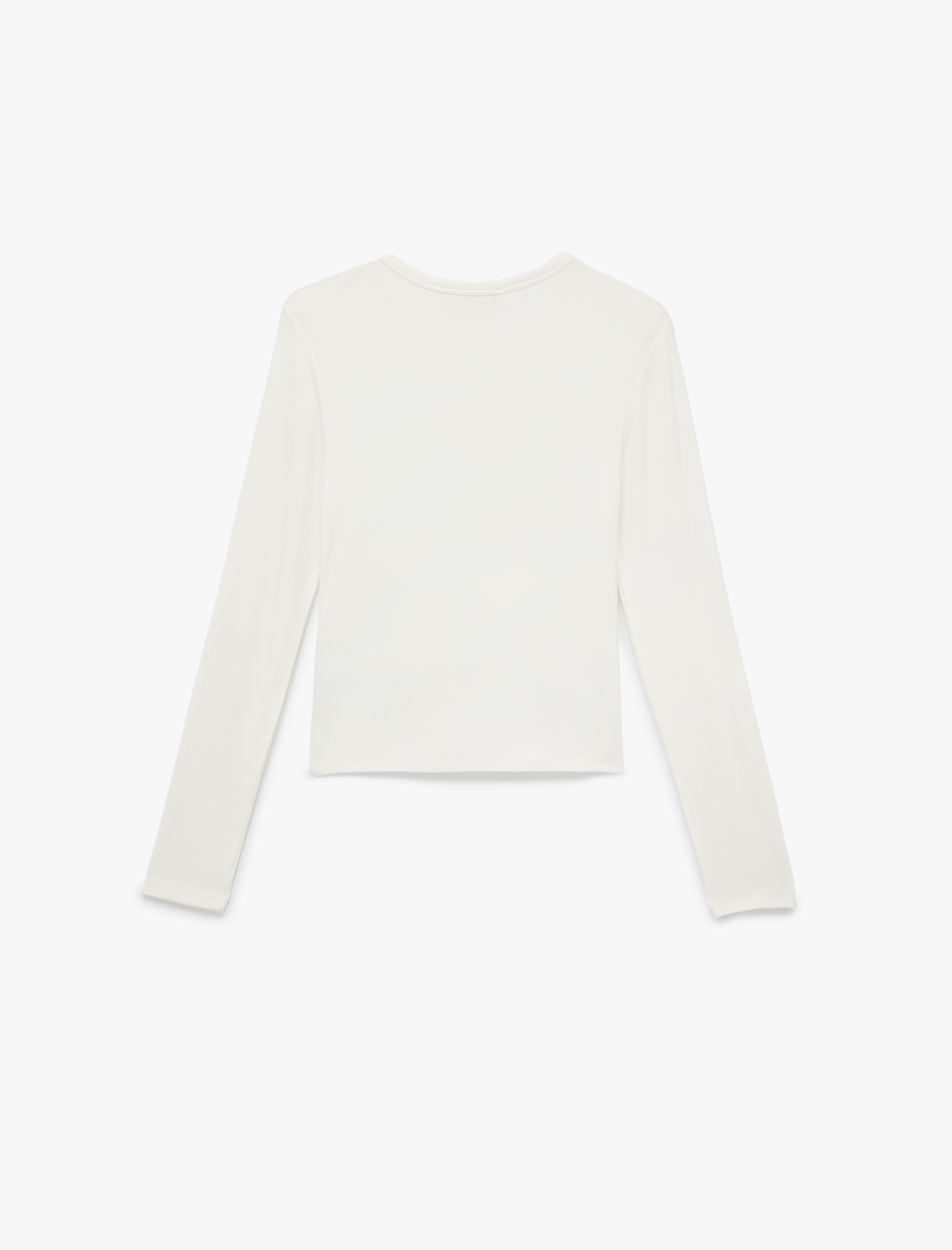   Slim Fit Uzun Kollu Bisiklet Yaka Viskon Tişört