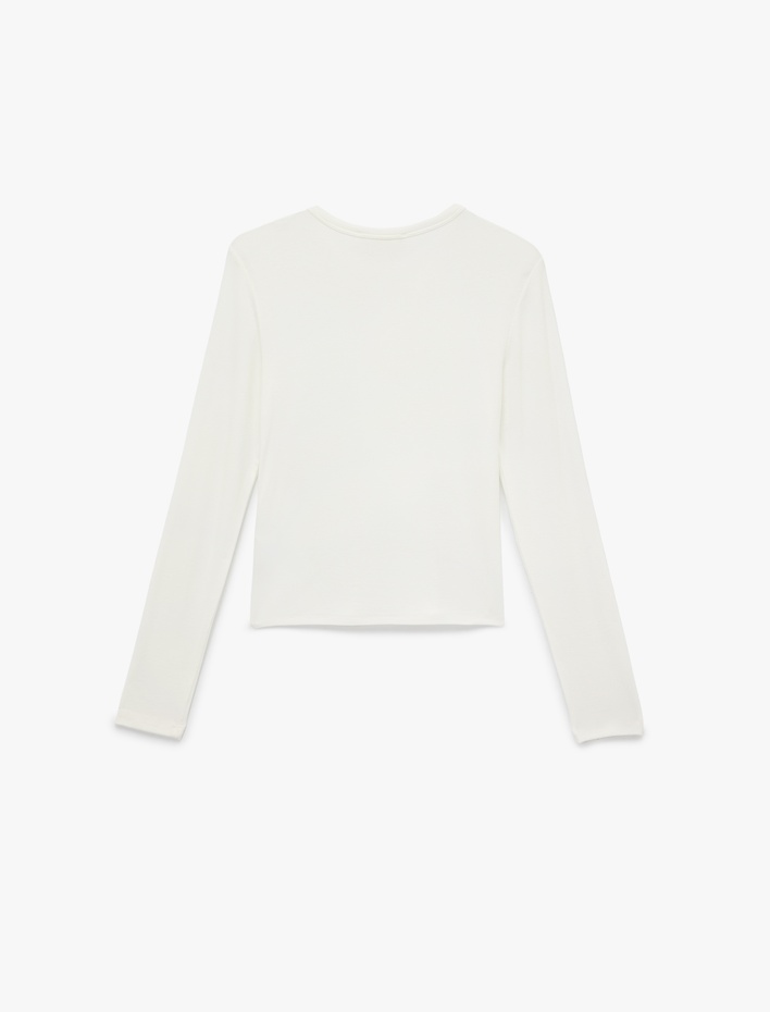  Slim Fit Uzun Kollu Bisiklet Yaka Viskon Tişört