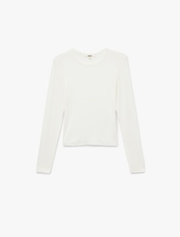 Slim Fit Uzun Kollu Bisiklet Yaka Viskon Tişört