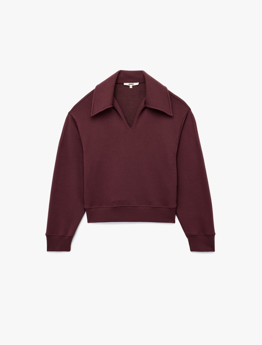   Regular Fit Üç İplik Uzun Kollu Polo Yaka Sweatshirt