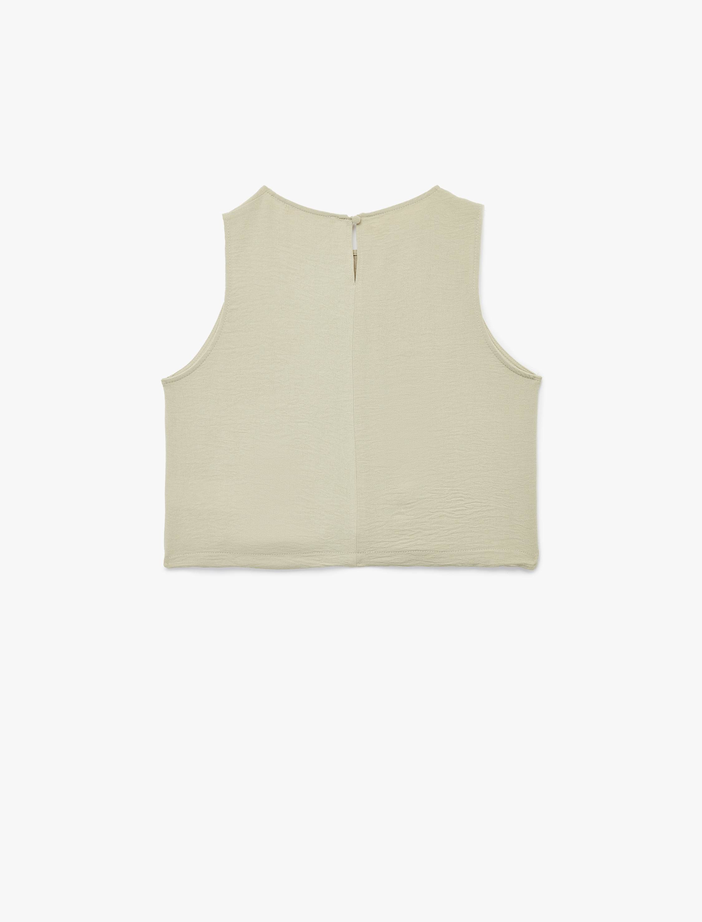   Önden Bağlamalı Fiyonklu Bisiklet Yaka Kolsuz Basic Bluz