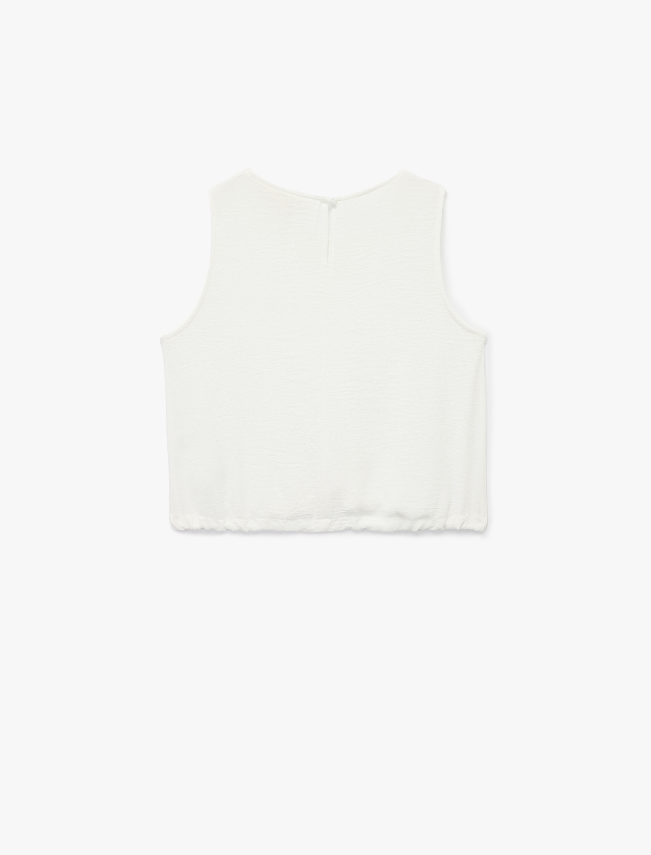   Önden Bağlamalı Fiyonklu Bisiklet Yaka Kolsuz Basic Bluz