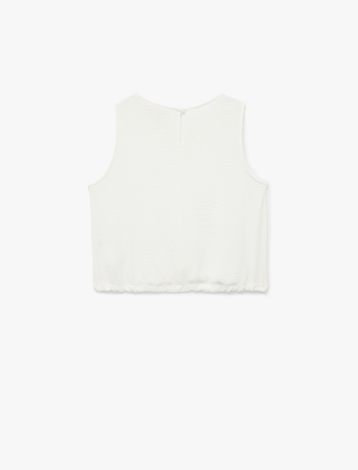  Önden Bağlamalı Fiyonklu Bisiklet Yaka Kolsuz Basic Bluz