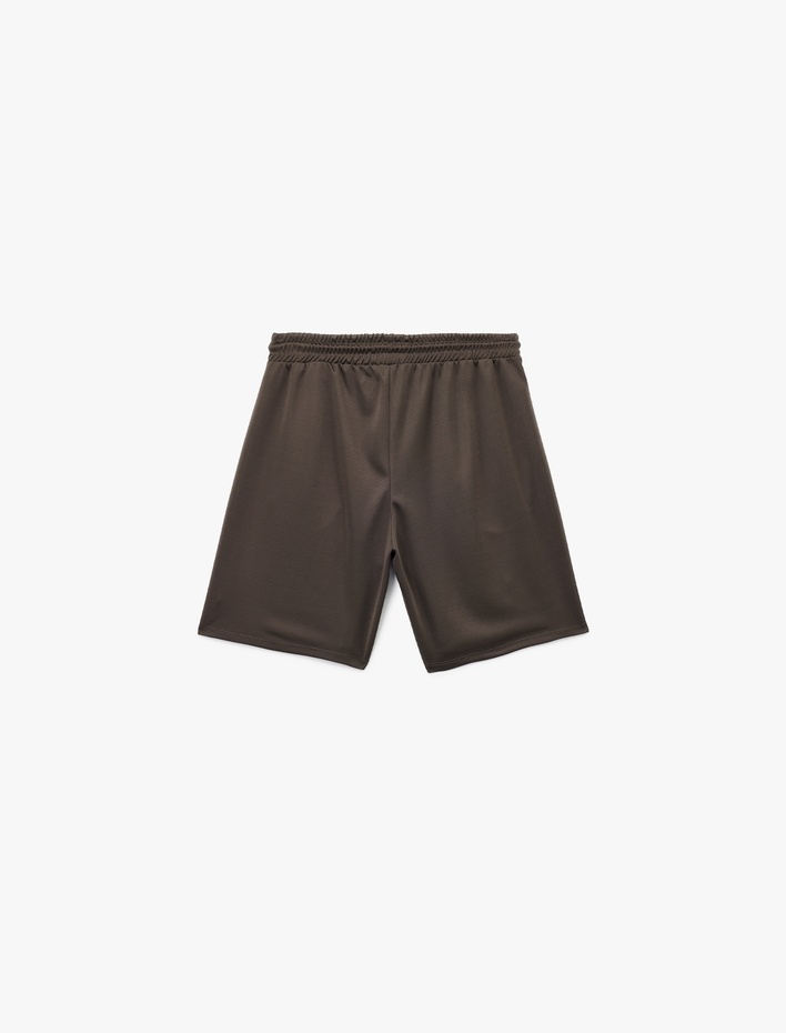  Baskılı Cep Detaylı Beli Bağcıklı Spor Şort