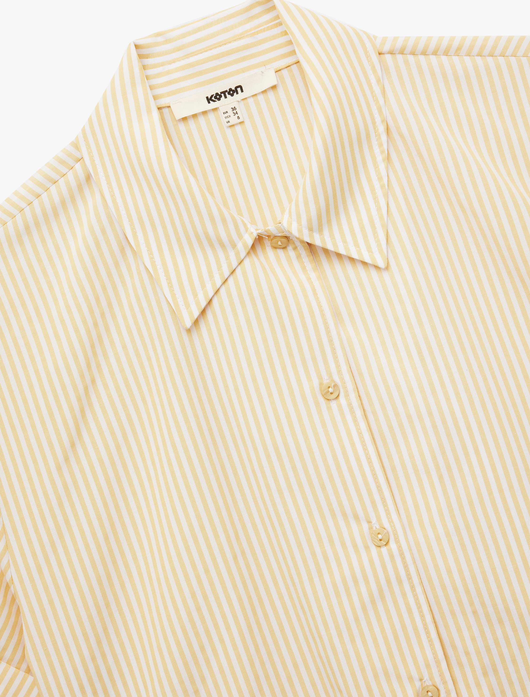   Regular Fit Kısa Kollu Çizgili Crop Poplin Gömlek