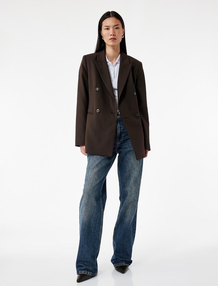  Pamuklu Düz Kesim Düz Paça Jean Pantolon - Straight Jeans