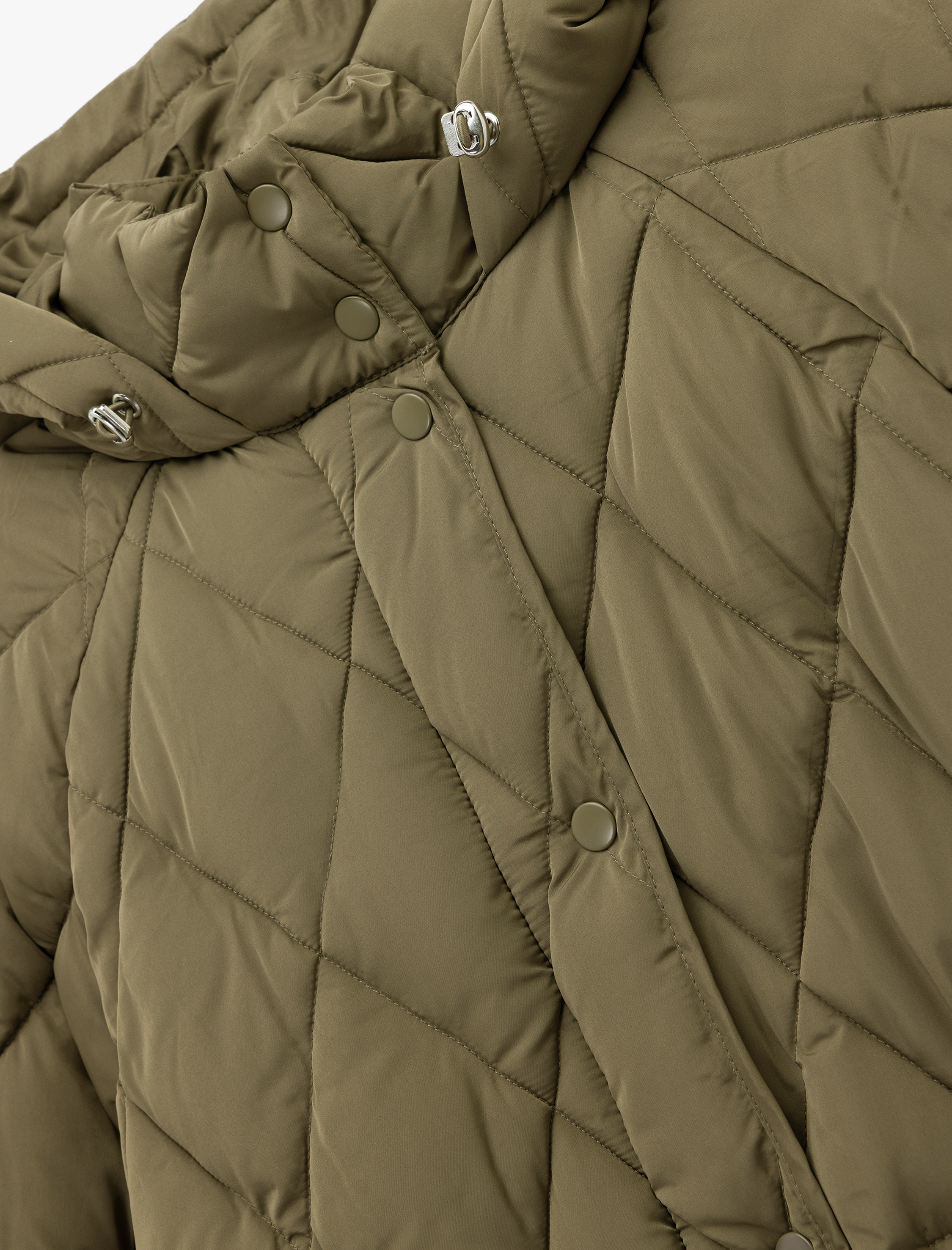   Beli Bağcıklı Uzun Kollu Cepli Su İtici Kapüşonlu Kapitone Şişme Mont