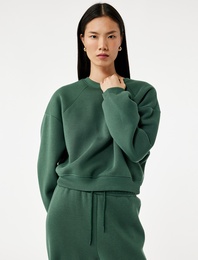 Regular Fit Üç İplik Uzun Kollu Bisiklet Yaka Basic Sweatshirt