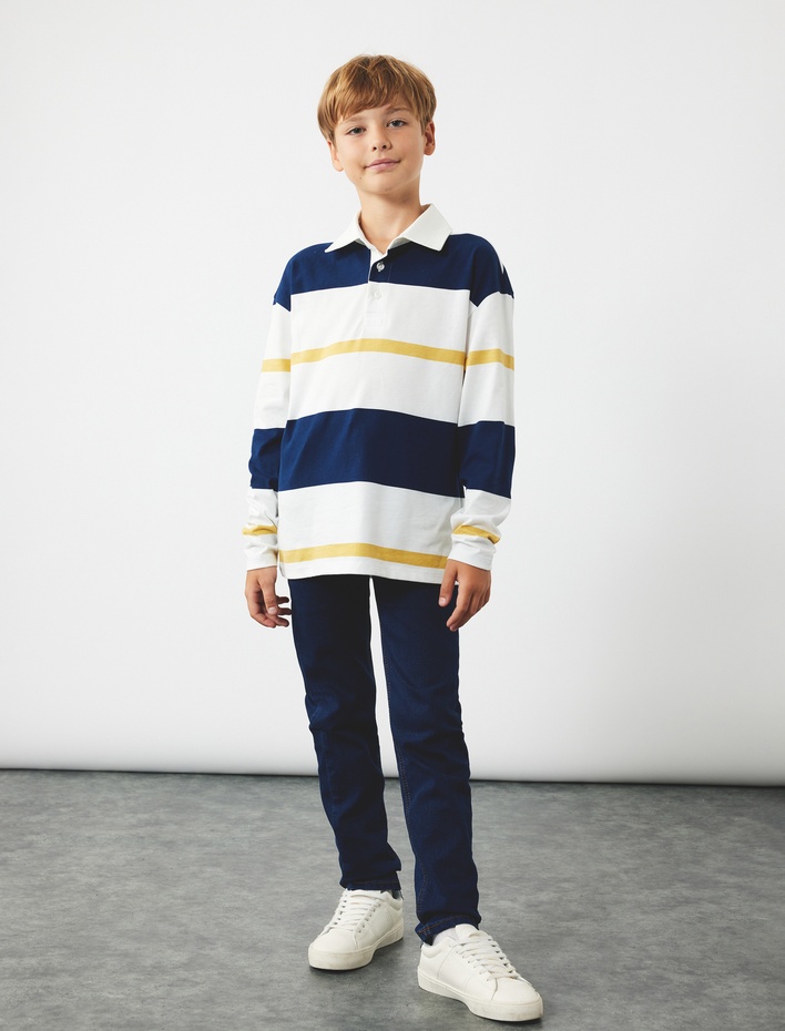 Erkek Çocuk Pamuklu Ayarlanabilir Lastikli Slim Fit Denim Pantolon