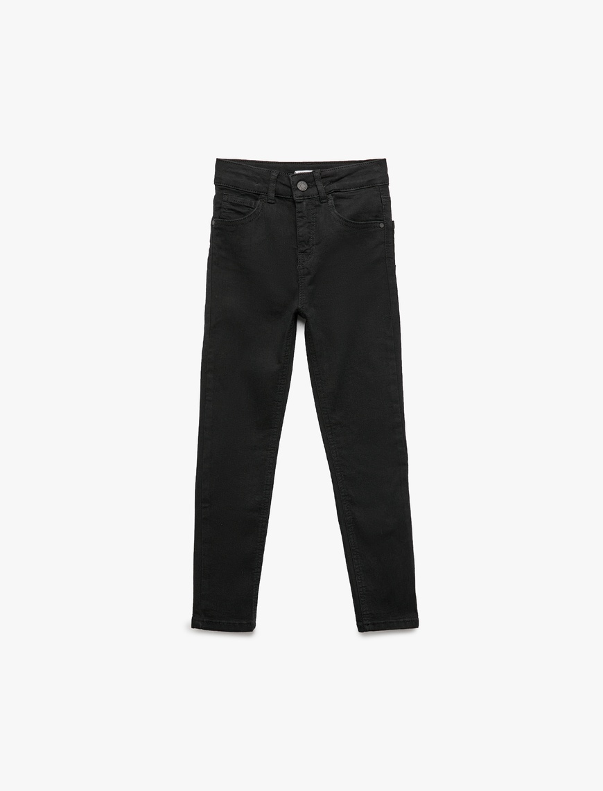  Erkek Çocuk Pamuklu Ayarlanabilir Lastikli Slim Fit Denim Pantolon