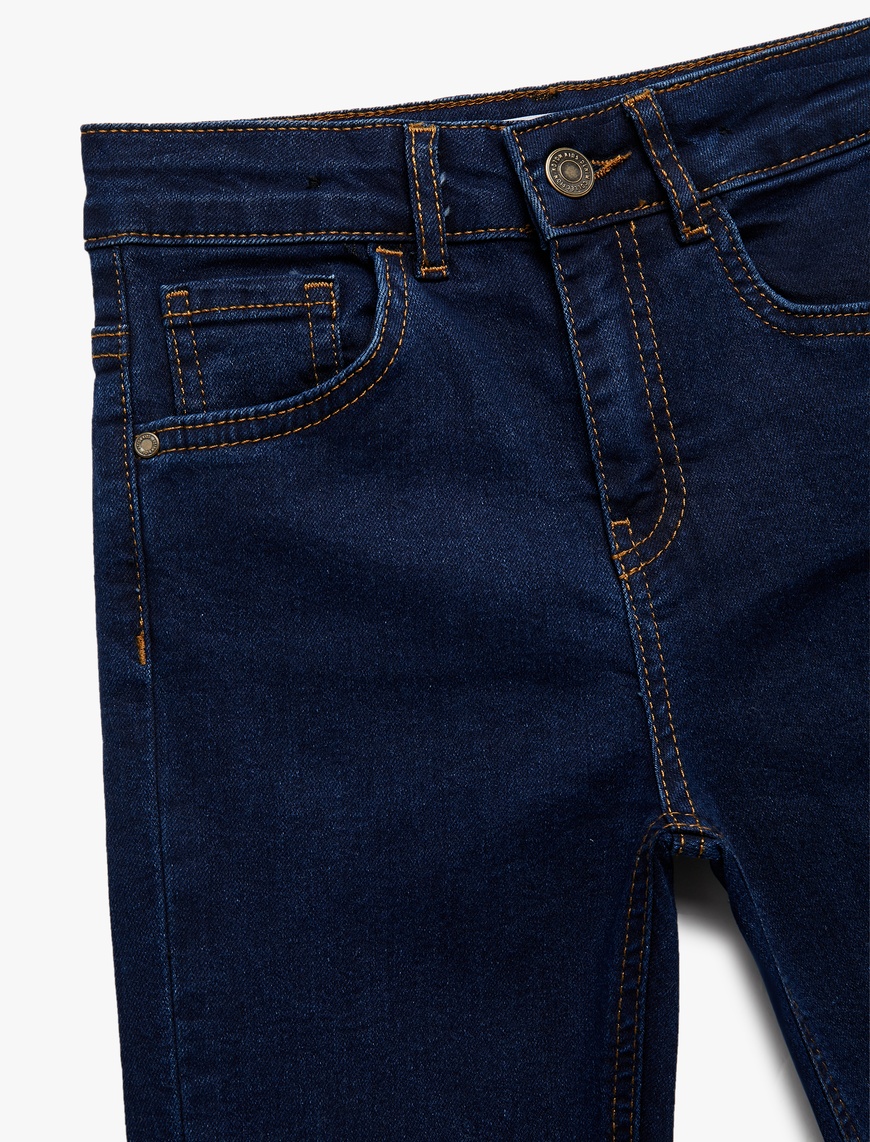  Erkek Çocuk Pamuklu Ayarlanabilir Lastikli Slim Fit Denim Pantolon
