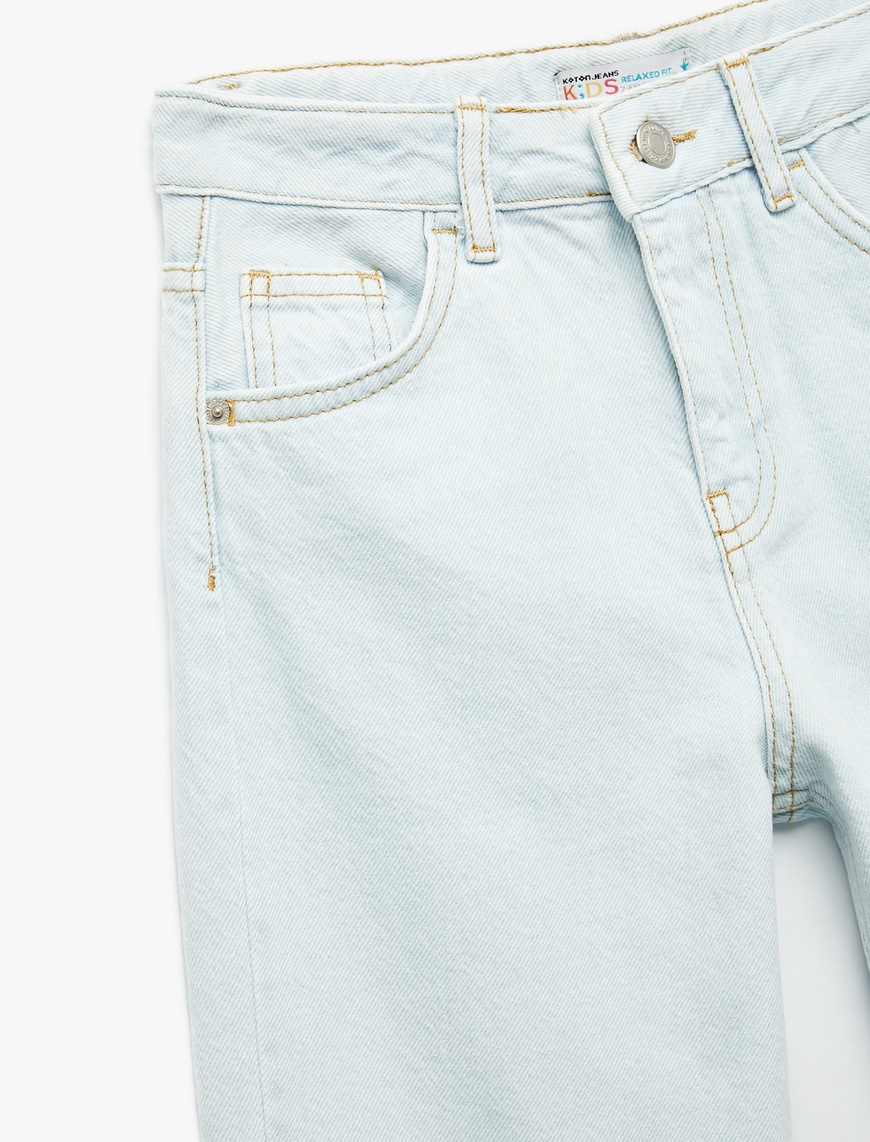  Erkek Çocuk Pamuklu Cep Detaylı Relax Fit Denim Pantolon