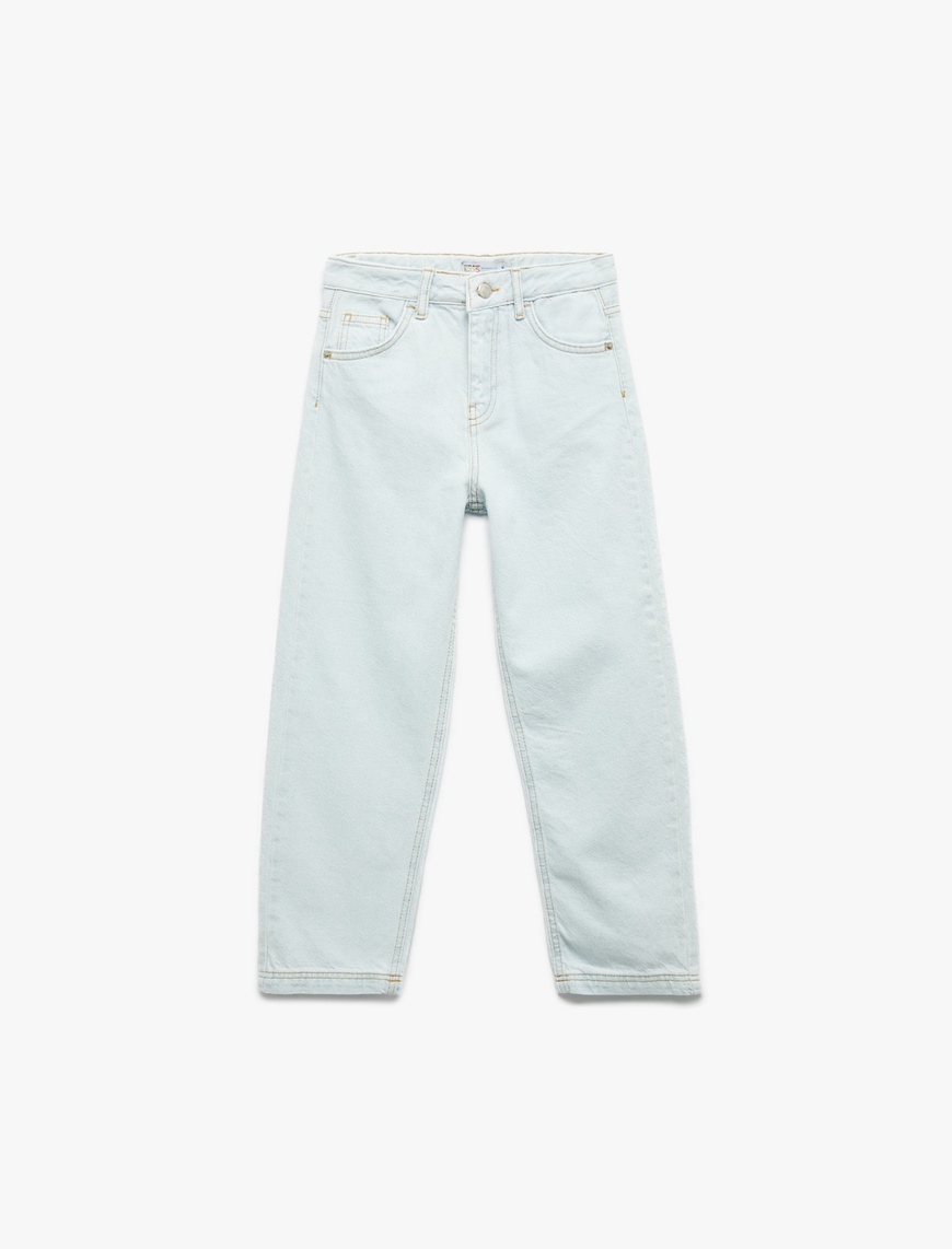  Erkek Çocuk Pamuklu Cep Detaylı Relax Fit Denim Pantolon