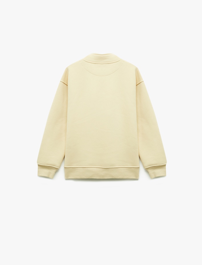 Erkek Çocuk Şardonlu Uzun Kollu Çıtçıt Detaylı Dik Yaka Sweatshirt