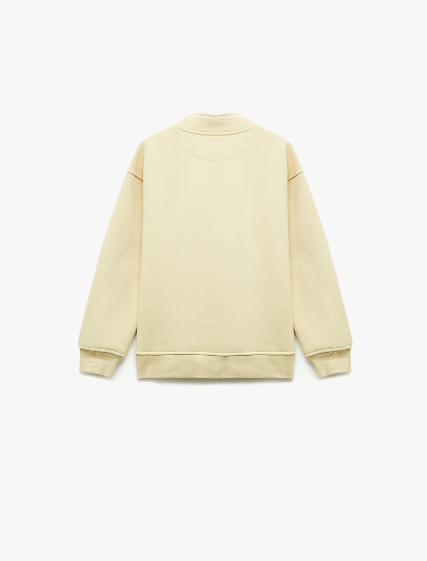  Erkek Çocuk Şardonlu Uzun Kollu Çıtçıt Detaylı Dik Yaka Sweatshirt