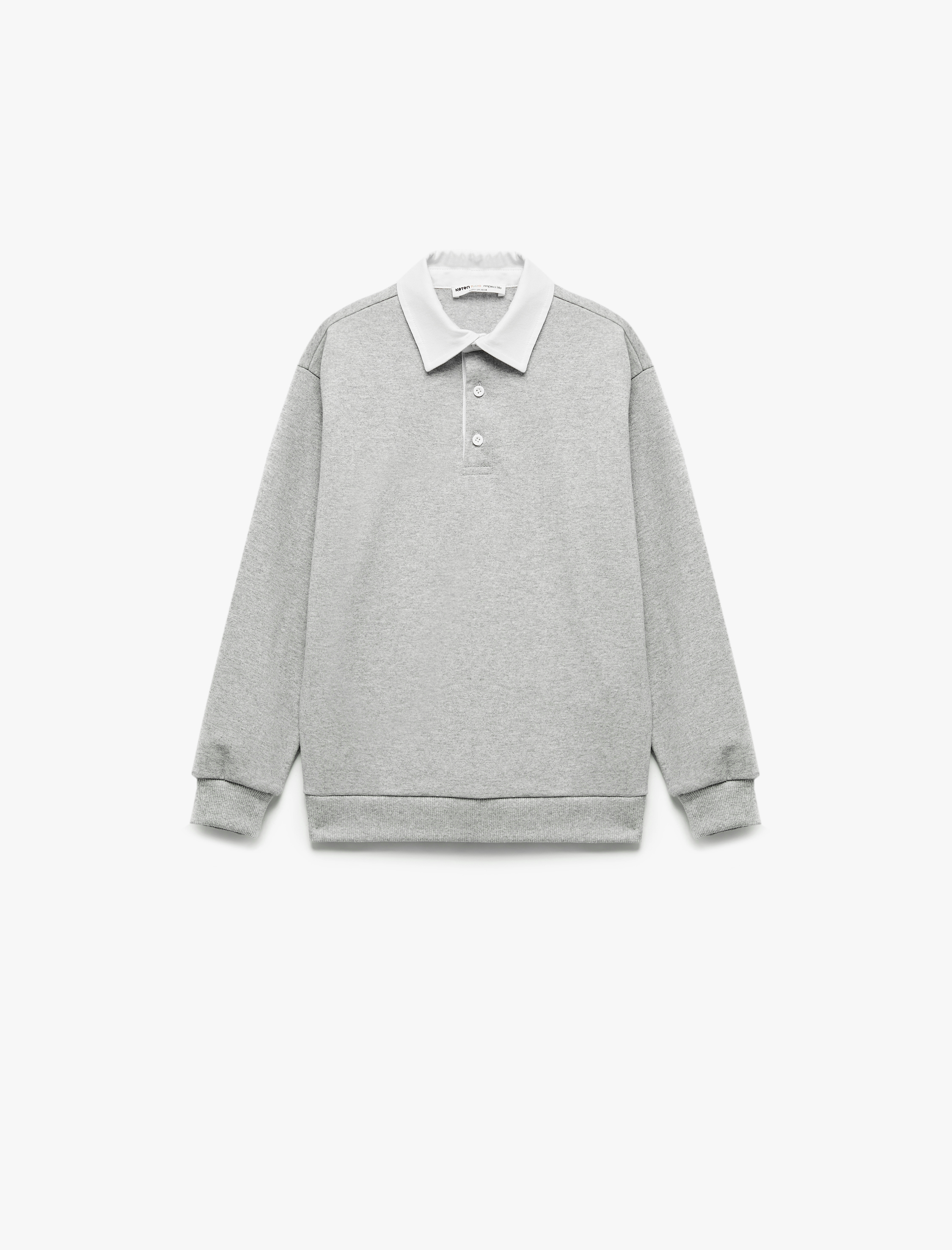  Erkek Çocuk Şardonlu Uzun Kollu Düğmeli Gömlek Yaka Sweatshirt