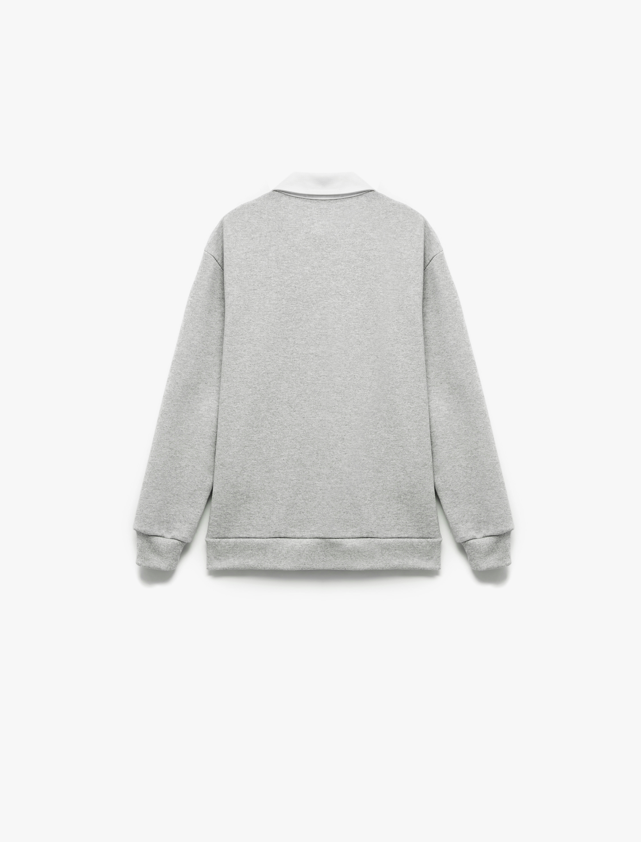  Erkek Çocuk Şardonlu Uzun Kollu Düğmeli Gömlek Yaka Sweatshirt