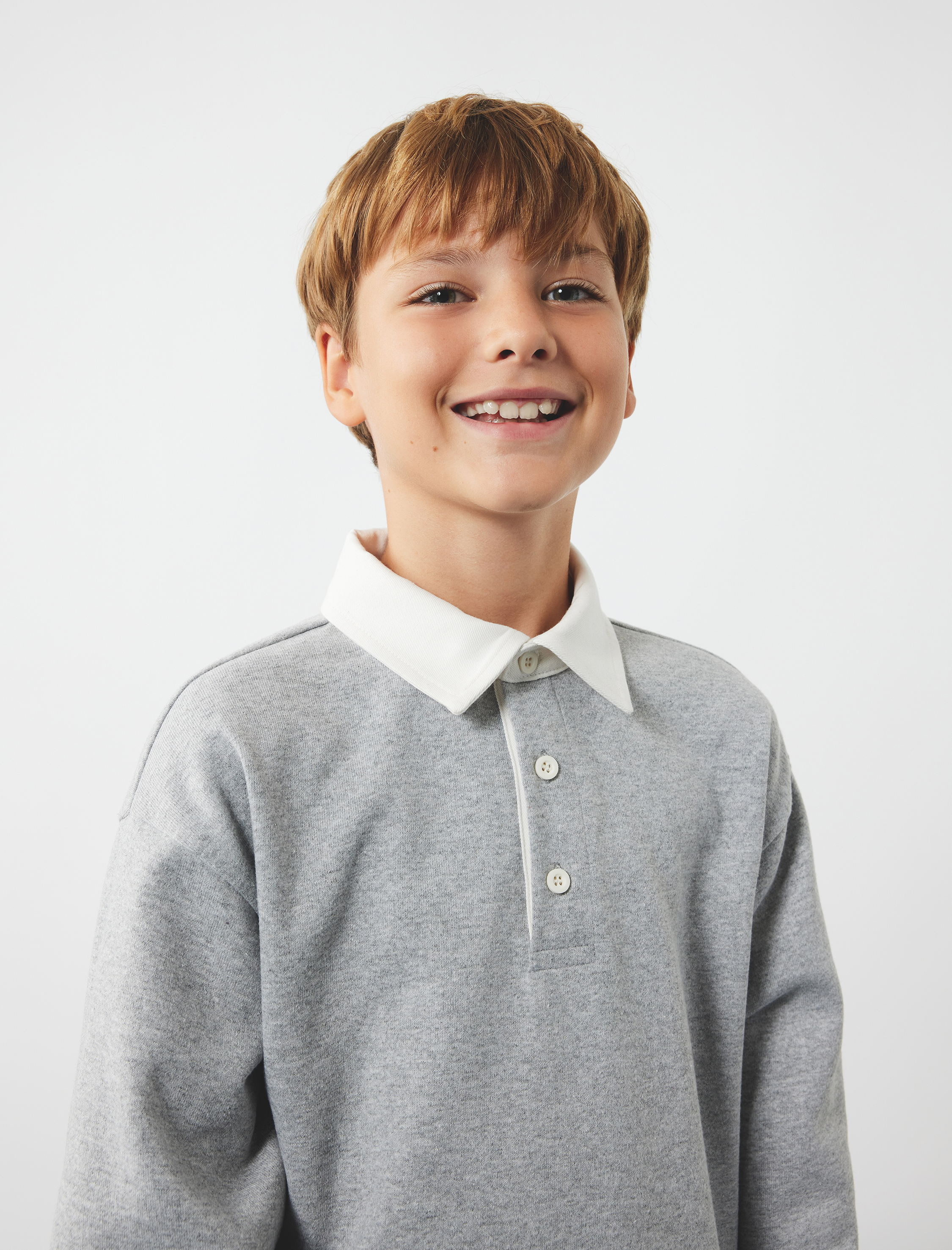  Erkek Çocuk Şardonlu Uzun Kollu Düğmeli Gömlek Yaka Sweatshirt