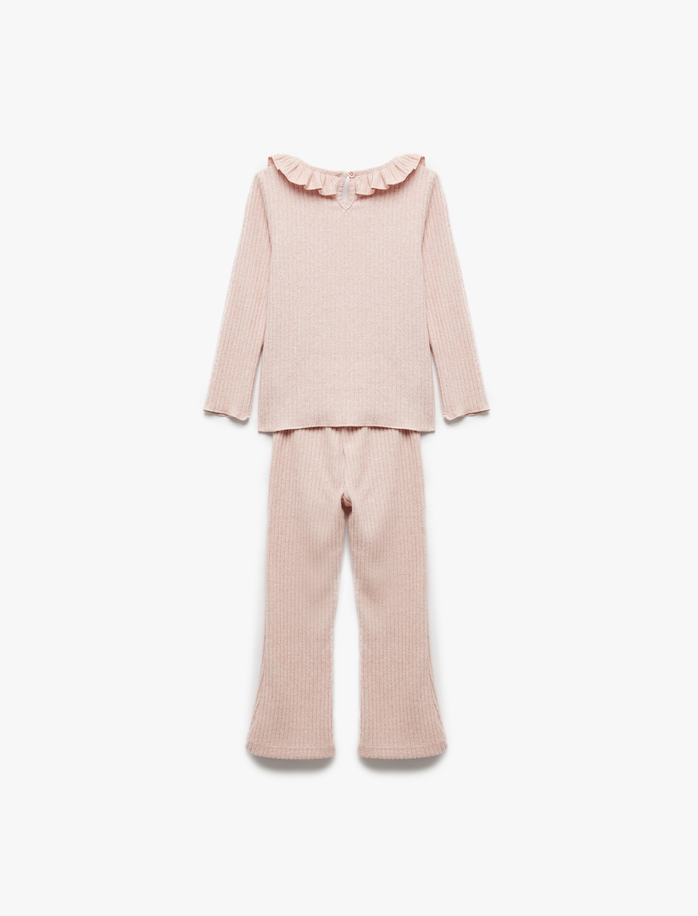  Kız Bebek Uzun Kollu Bisiklet Yaka Fırfır Detaylı 2'li Kaşkorse Alt Üst Takım