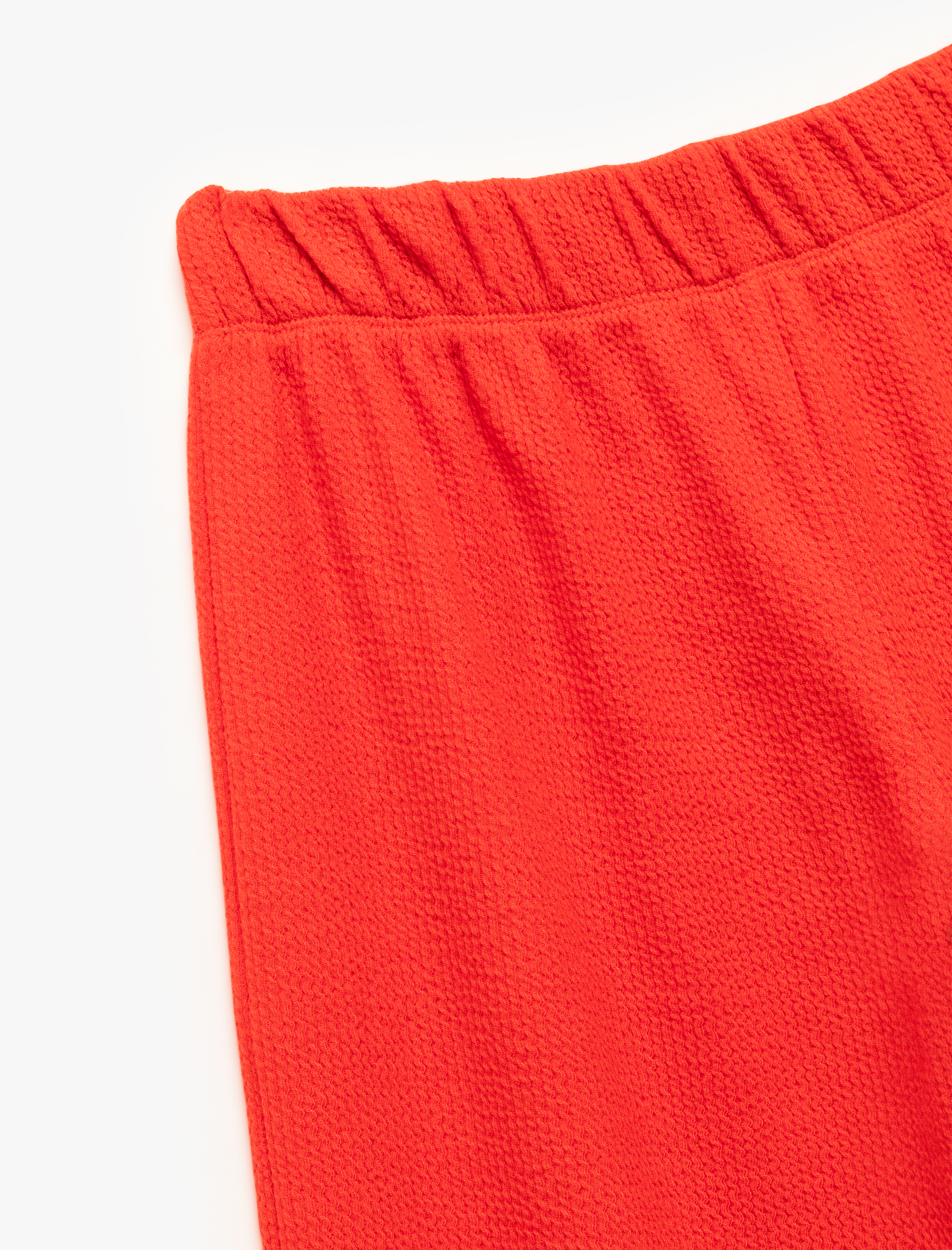   Beli Lastikli Dokulu Düz Bol Paça Pantolon