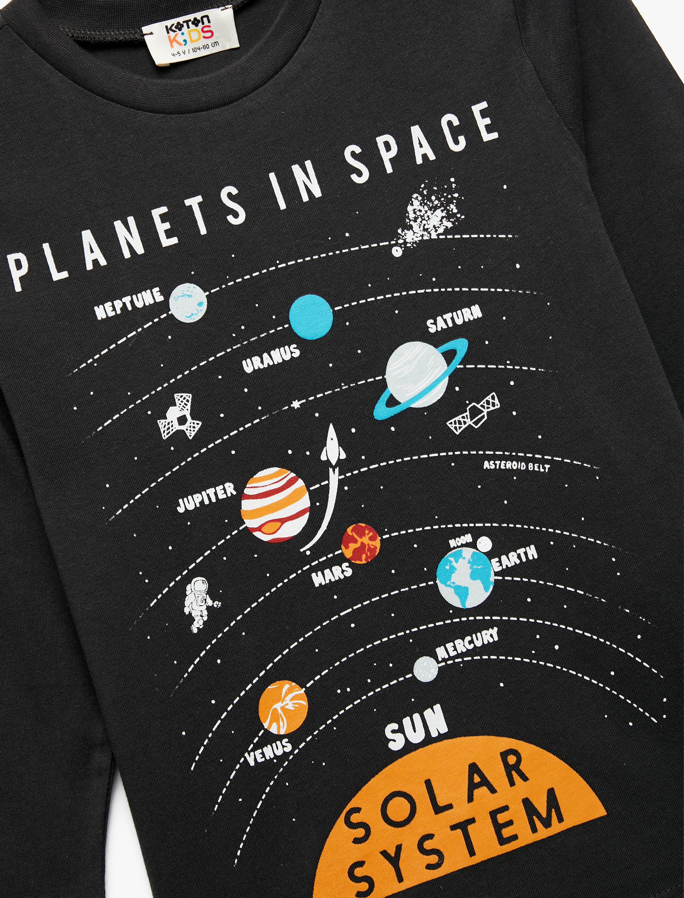  Erkek Çocuk Baskılı Uzun Kollu Bisiklet Yaka Pamuklu Tişört