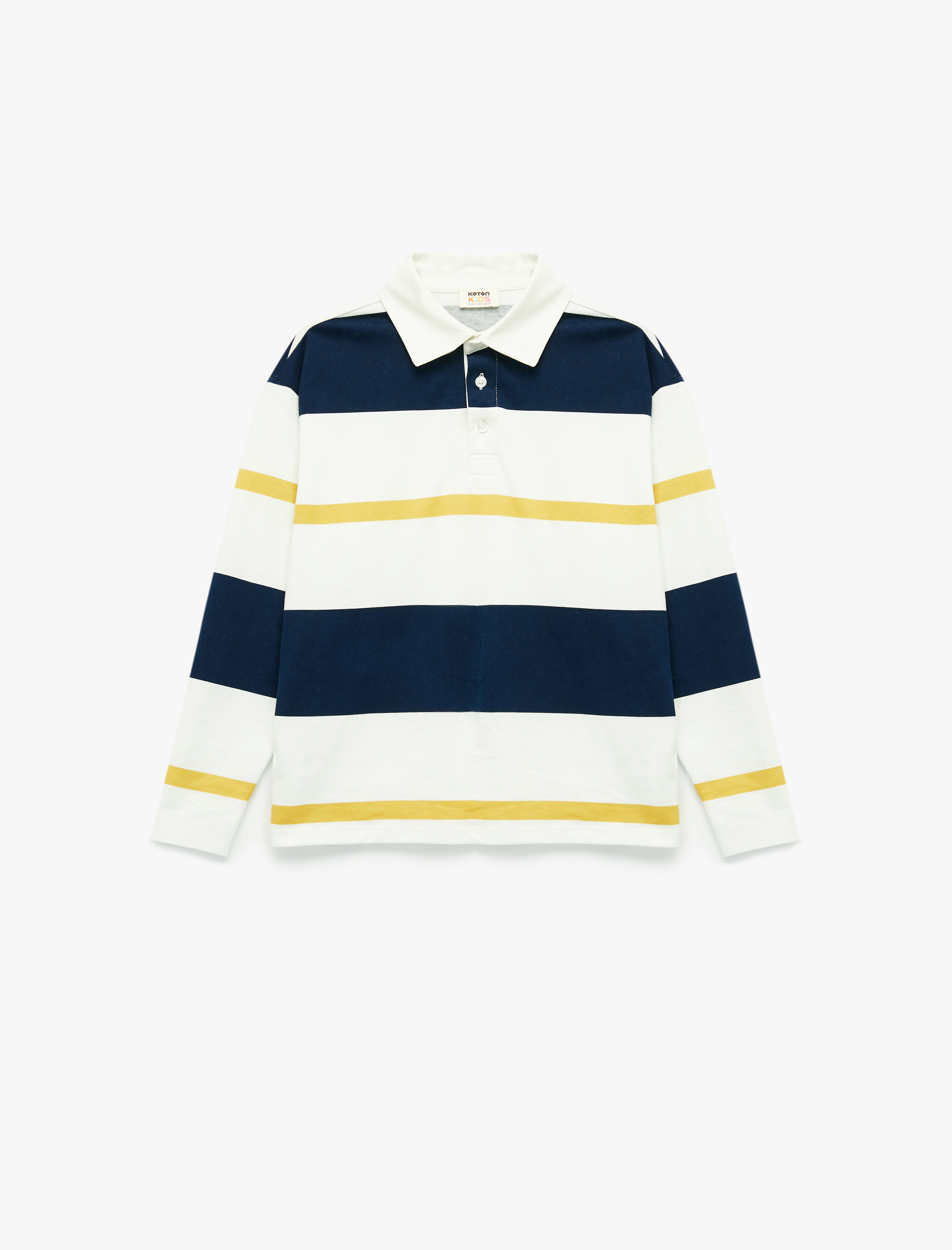  Erkek Çocuk Pamuklu Uzun Kollu Polo Yaka Çizgili Tişört